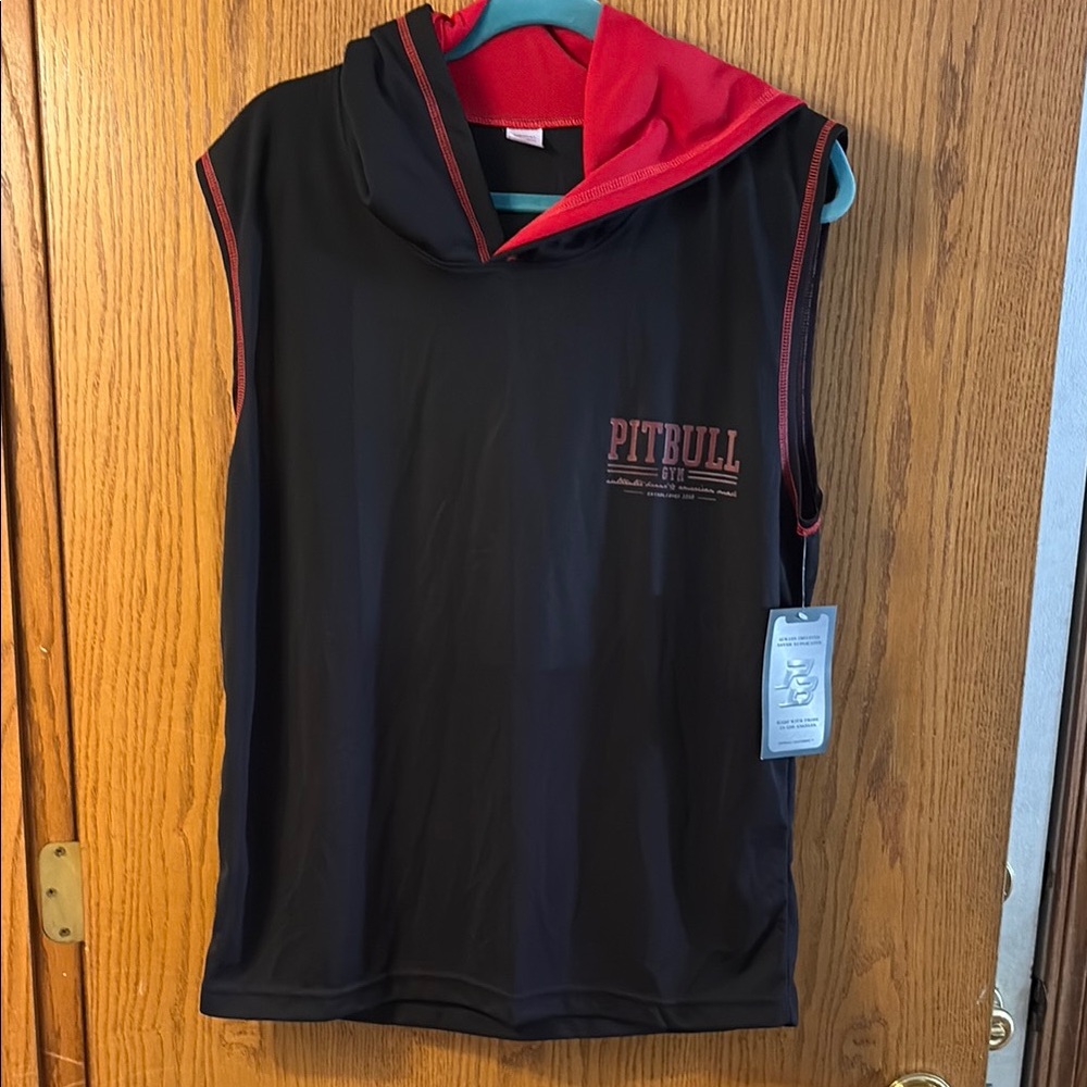 Pitbull Black and Red Sleeveless Hoodie